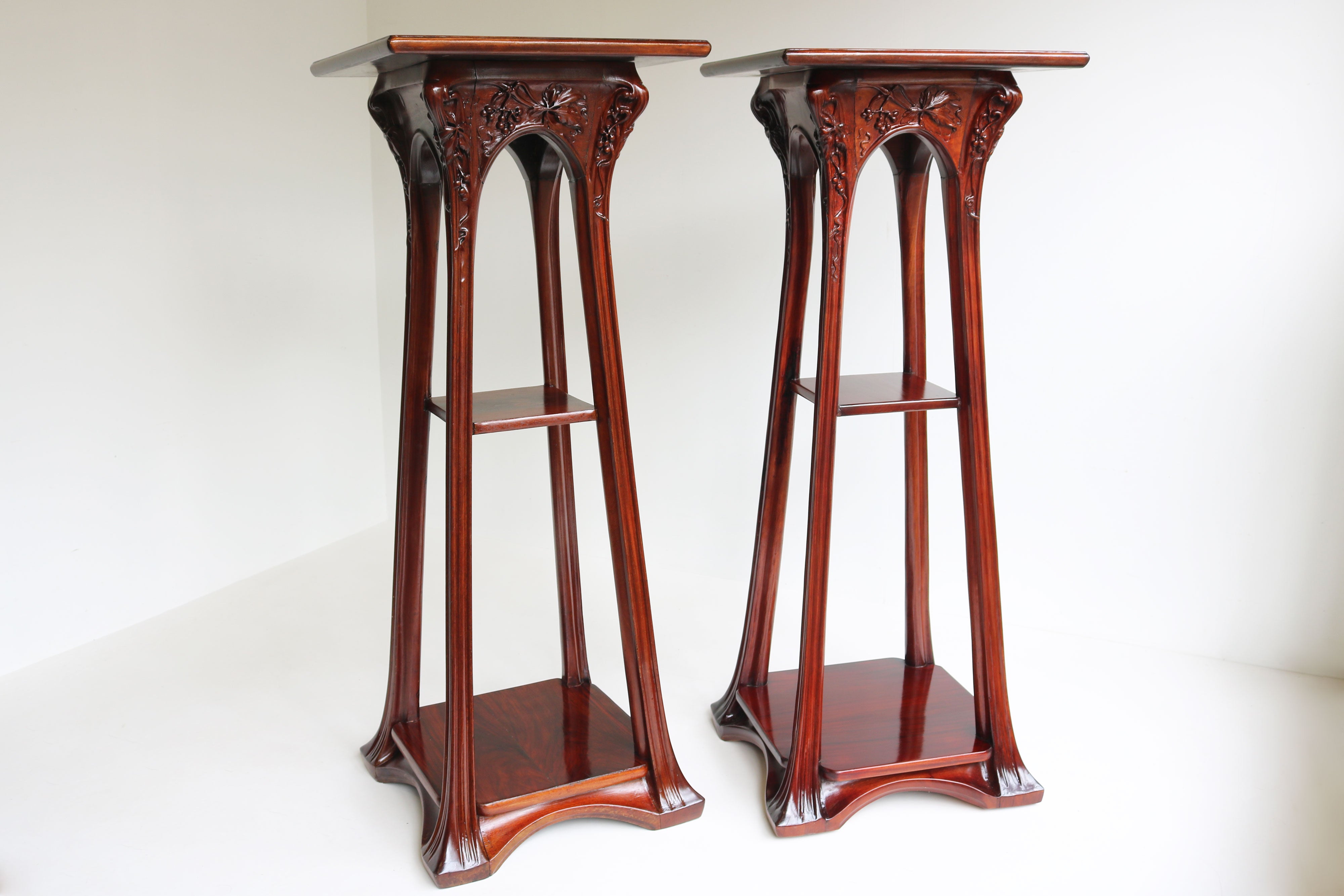 Pair of Plant Stands by Louis Majorelle 1907 Mahogany #1