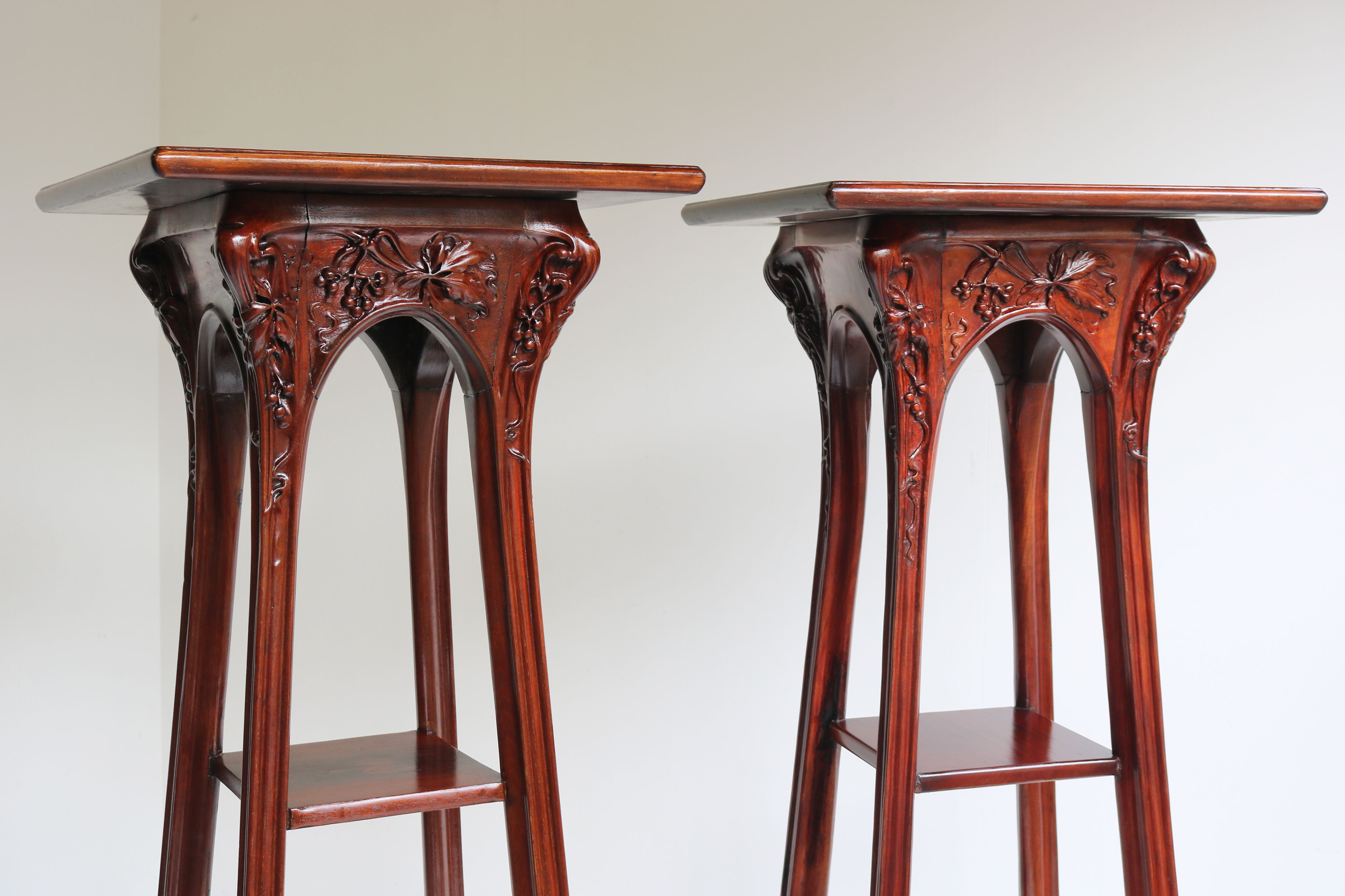 Pair of Plant Stands by Louis Majorelle 1907 Mahogany #1