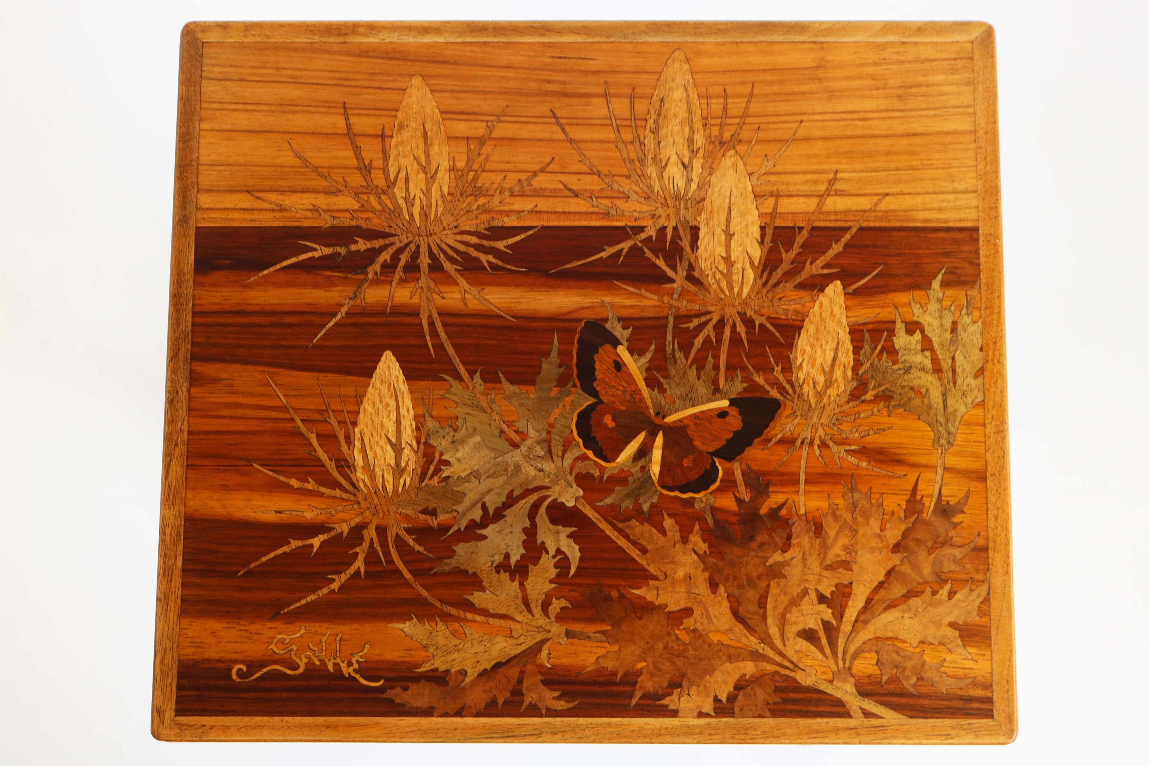 Exquisite ''Thistle'' nesting table set by Emile Gallé 1900