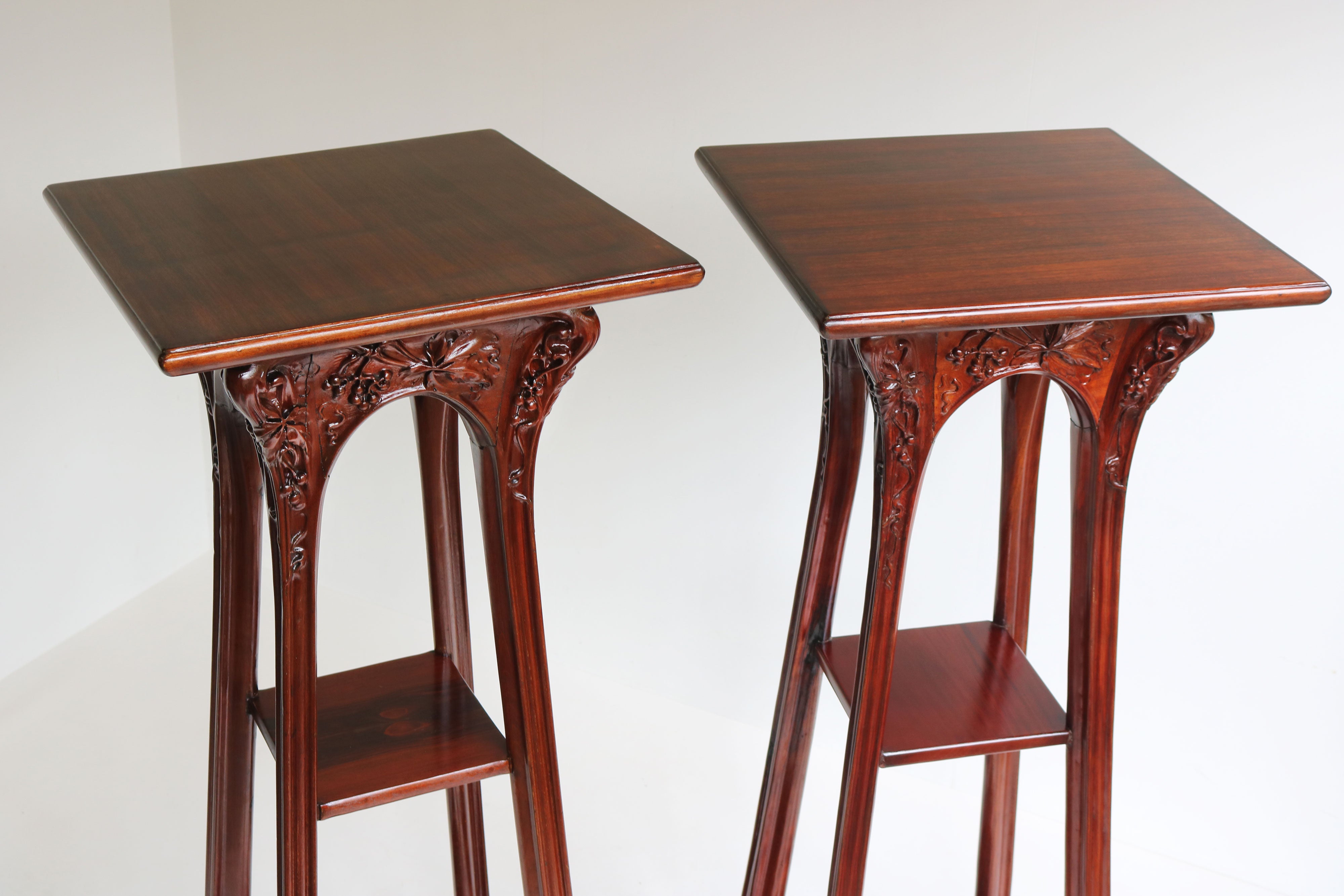 Pair of Plant Stands by Louis Majorelle 1907 Mahogany #1