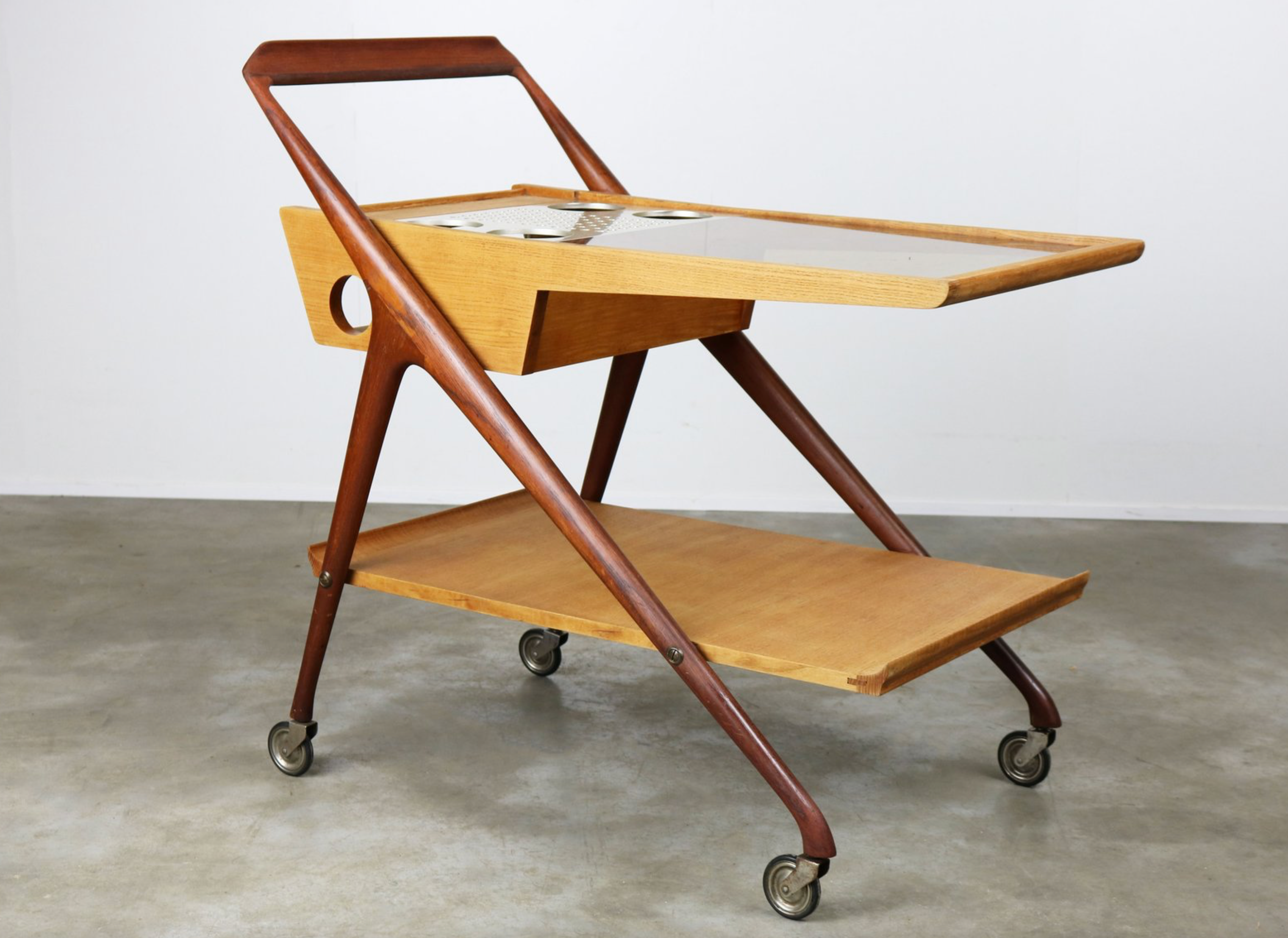 Serving trolley made of teak & birch 1950 Denmark