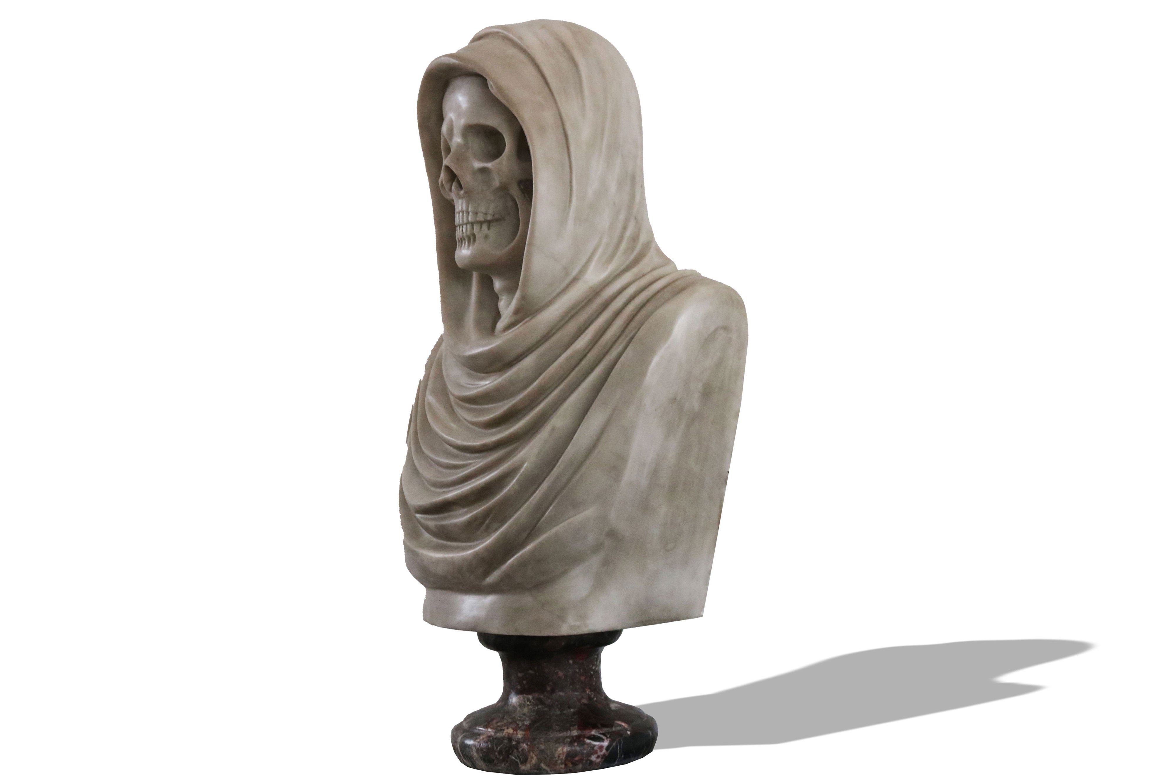 19th Century Italian Vanitas ''Memento Mori'' Carrara Marble bust