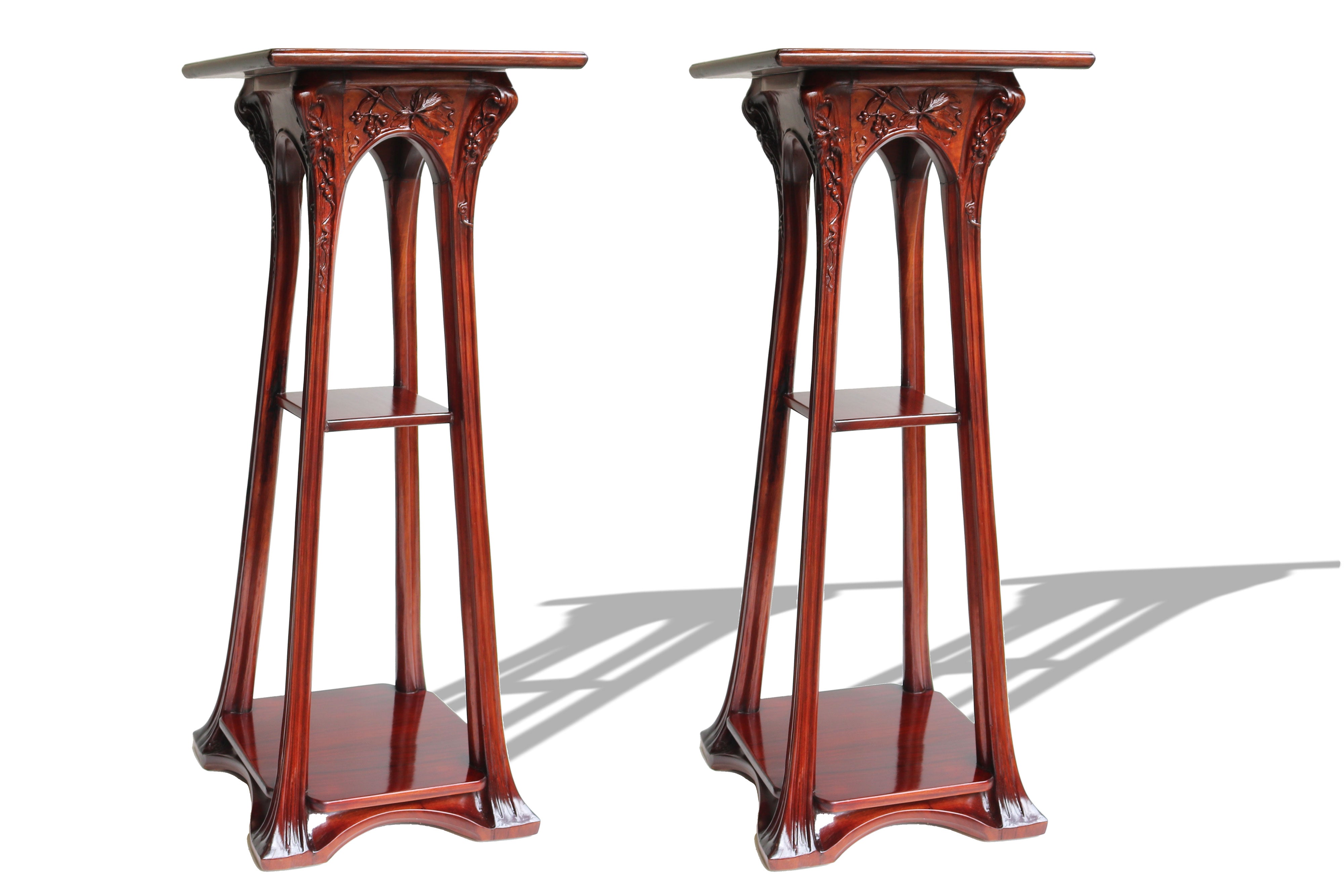 Pair of Plant Stands by Louis Majorelle 1907 Mahogany #1