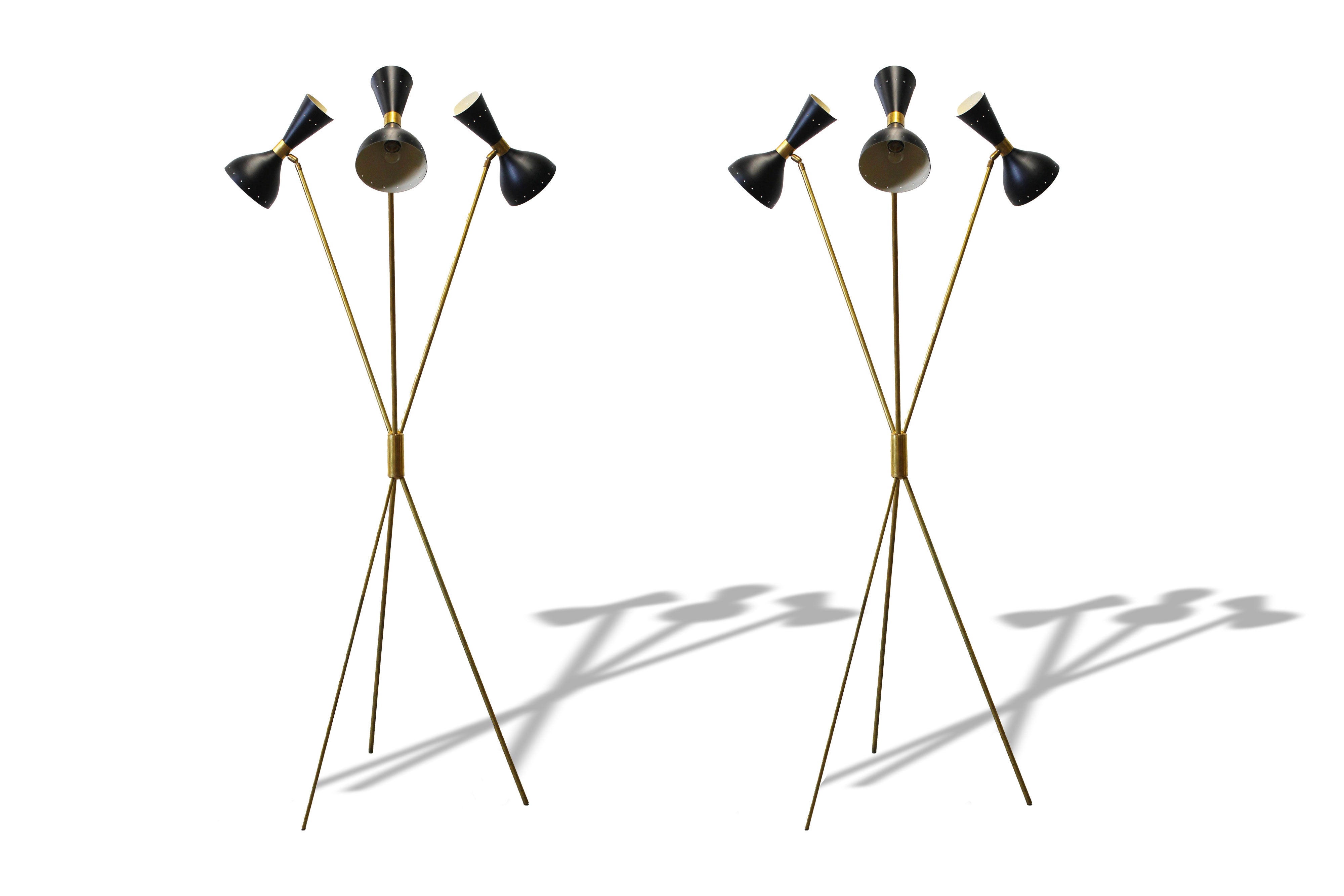 1 of 2 Italian minimalist Floor lamp attributed Stilnovo 1950