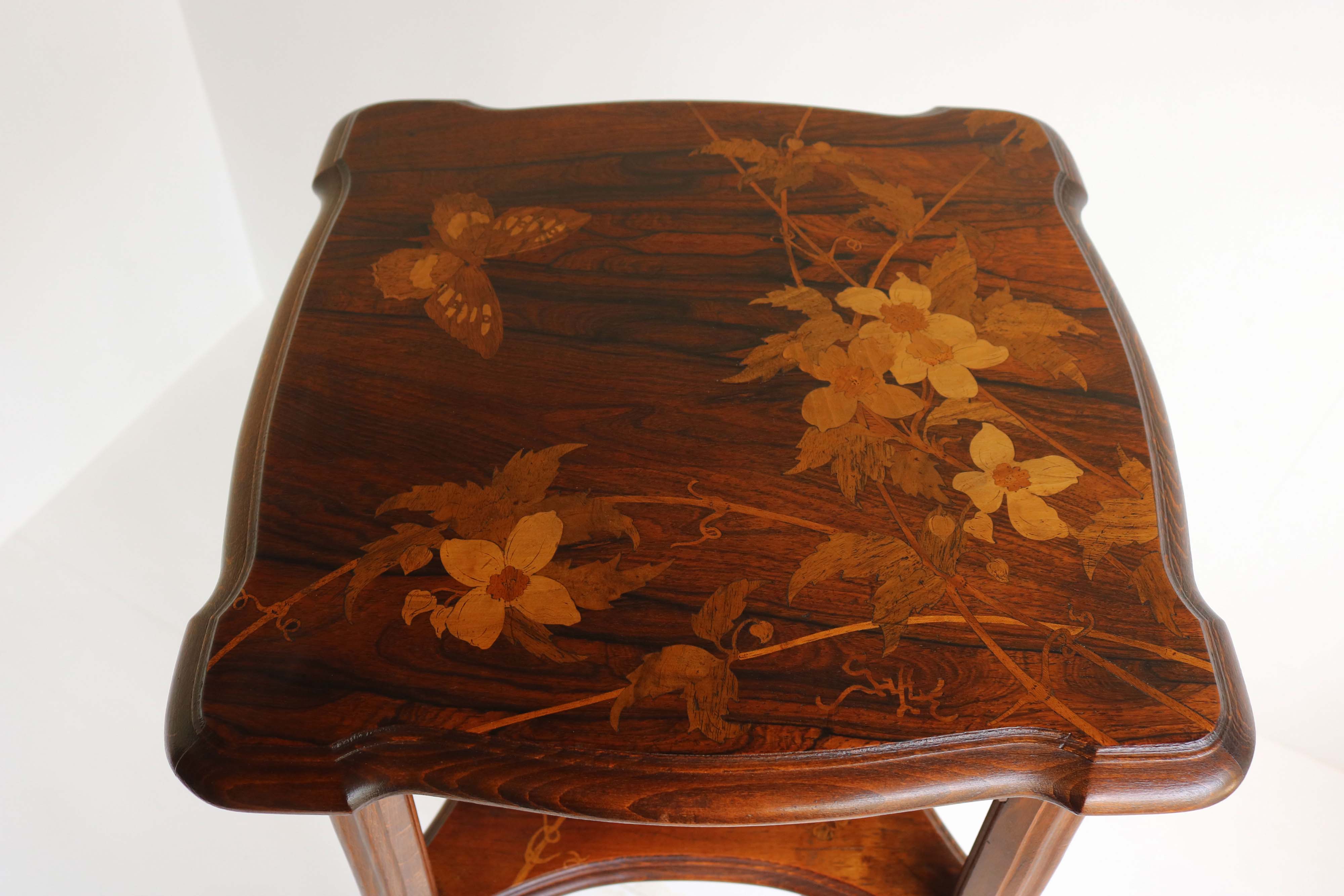 Rare Art Nouveau pedestal by Emile Gallé marquetry 1900