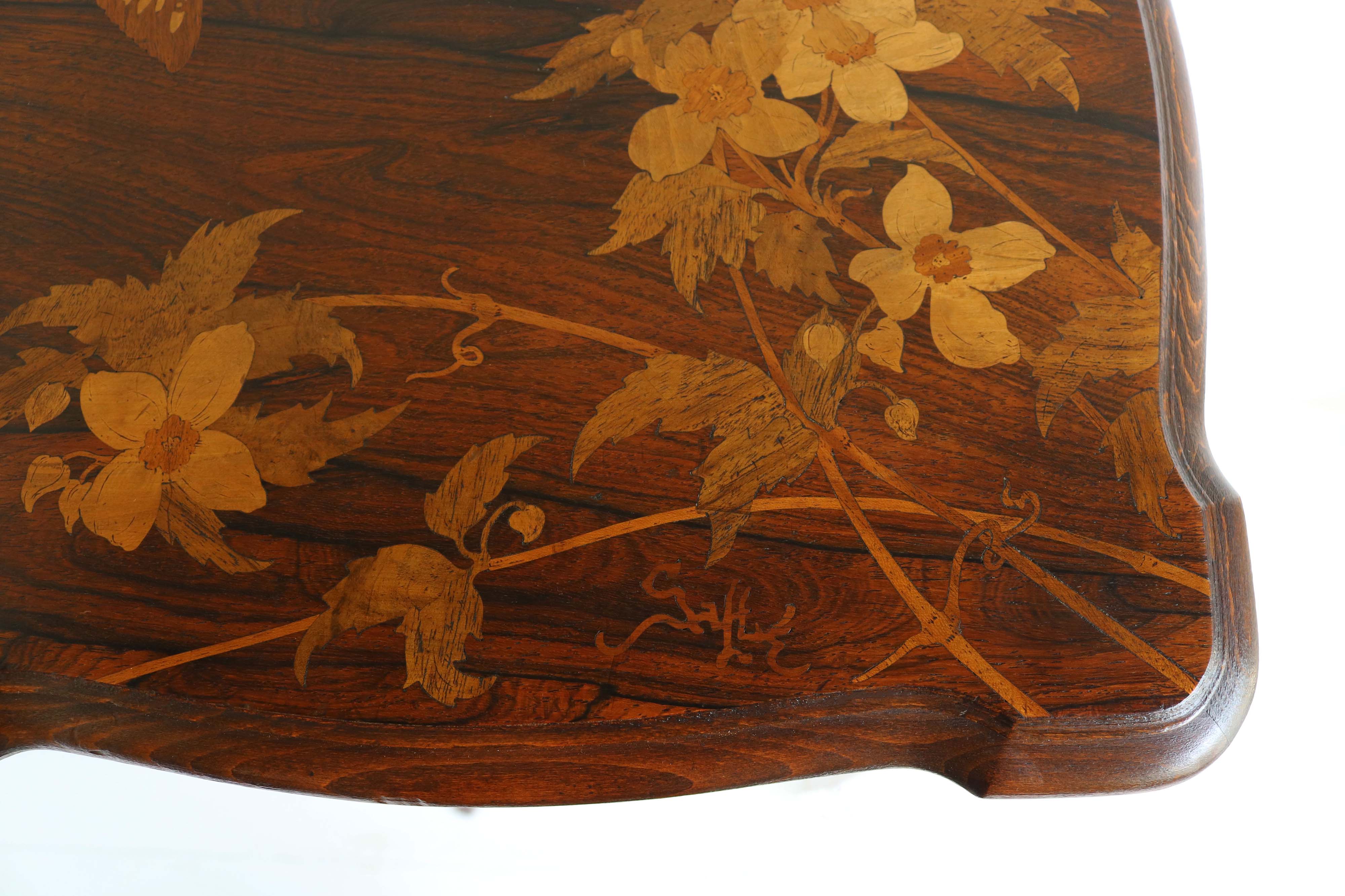 Rare Art Nouveau pedestal by Emile Gallé marquetry 1900