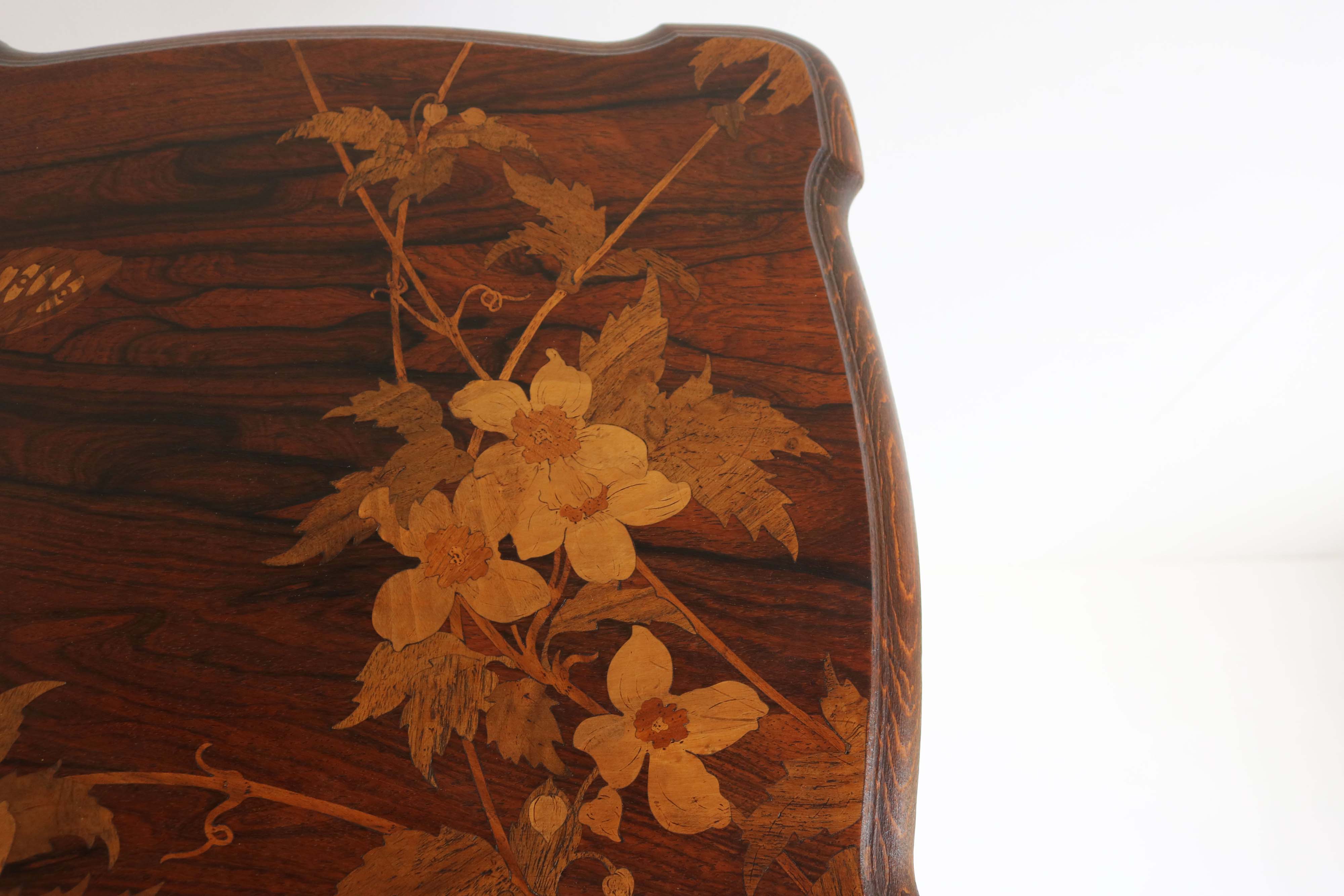 Rare Art Nouveau pedestal by Emile Gallé marquetry 1900