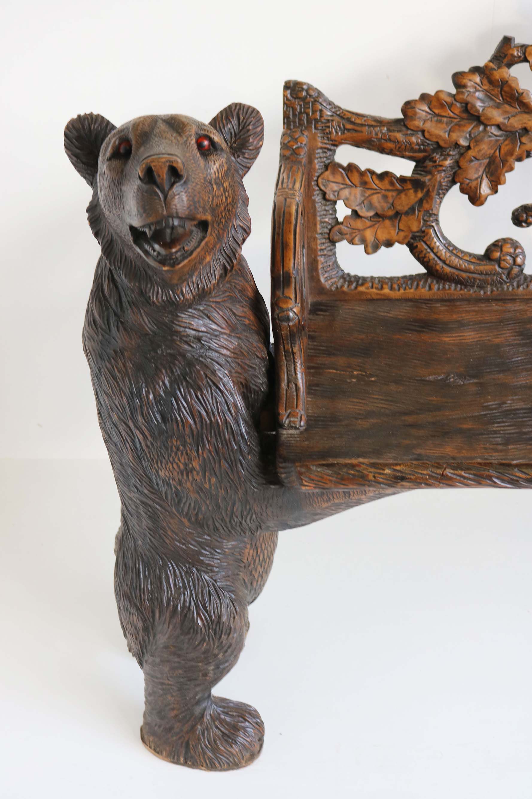 Swiss Black Forest hand-carved Bear bench 1900