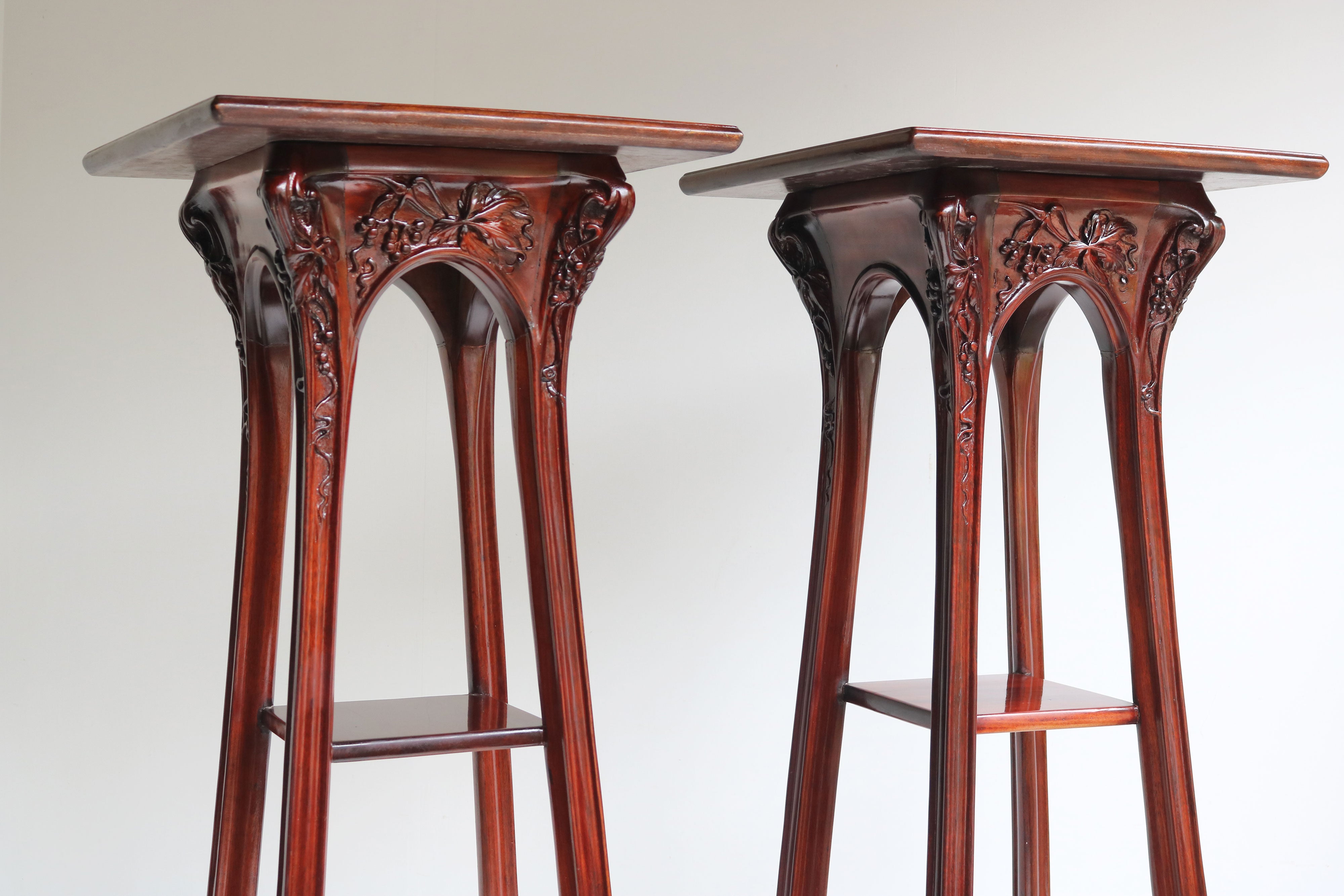 Pair of Plant Stands by Louis Majorelle 1907 Mahogany #2