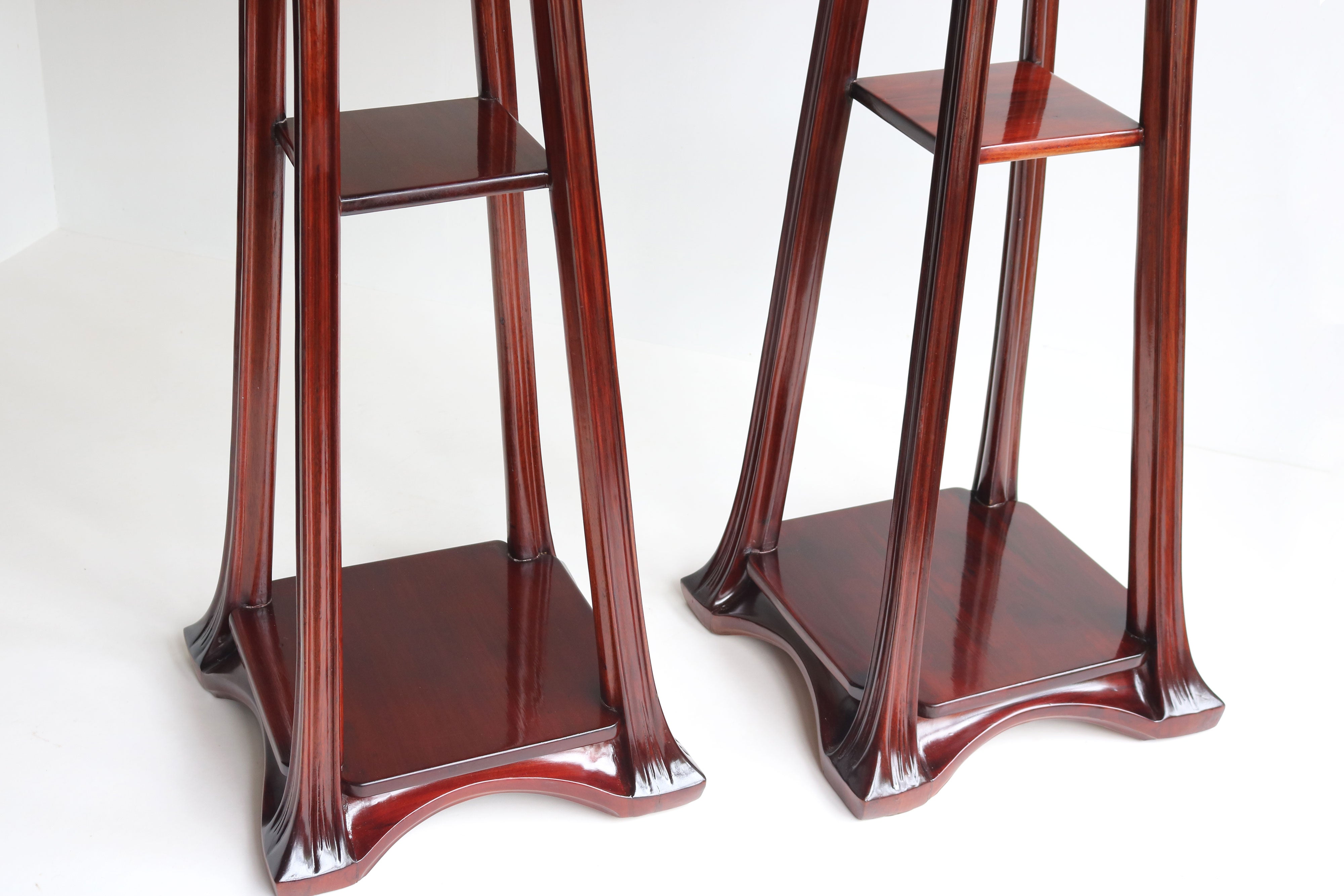 Pair of Plant Stands by Louis Majorelle 1907 Mahogany #2