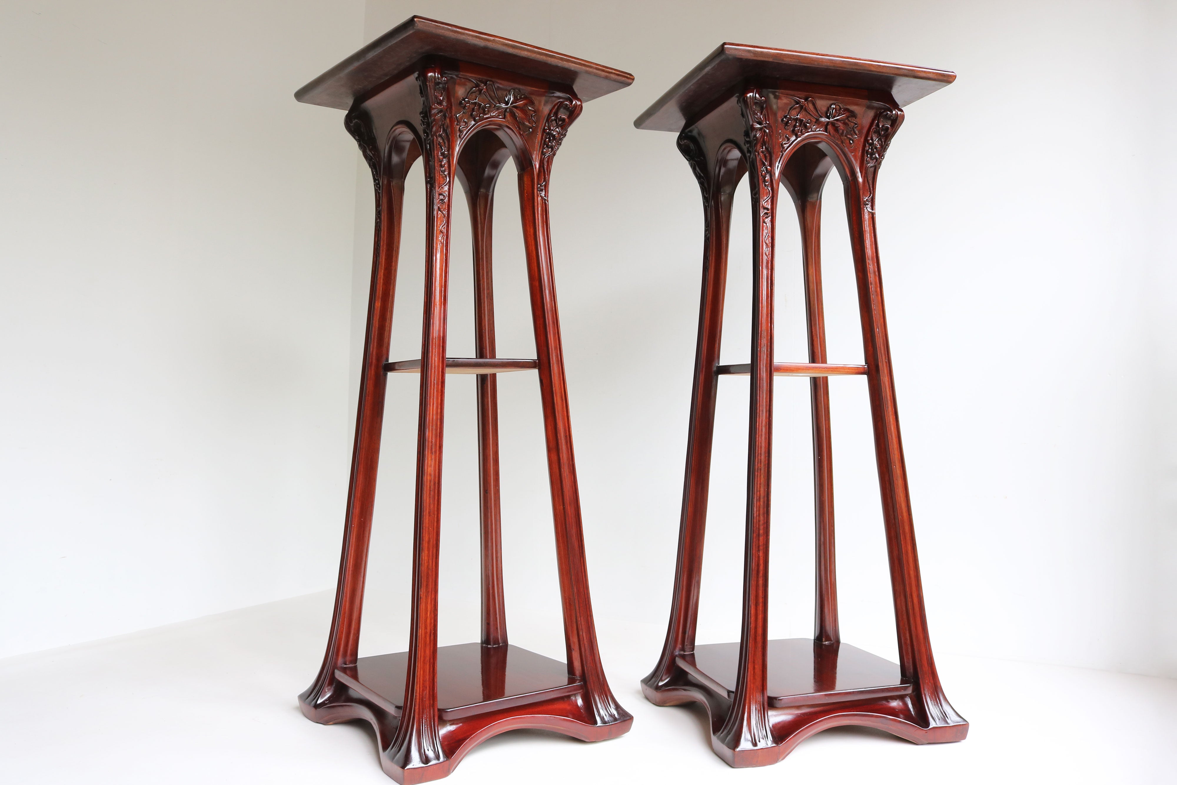 Pair of Plant Stands by Louis Majorelle 1907 Mahogany #2