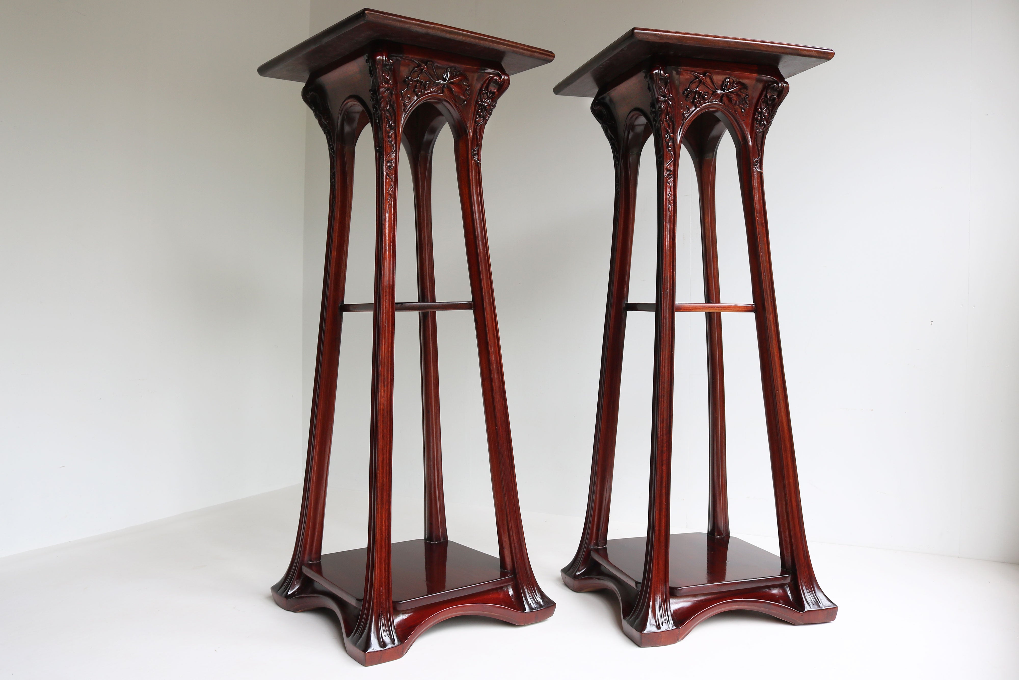 Pair of Plant Stands by Louis Majorelle 1907 Mahogany #2