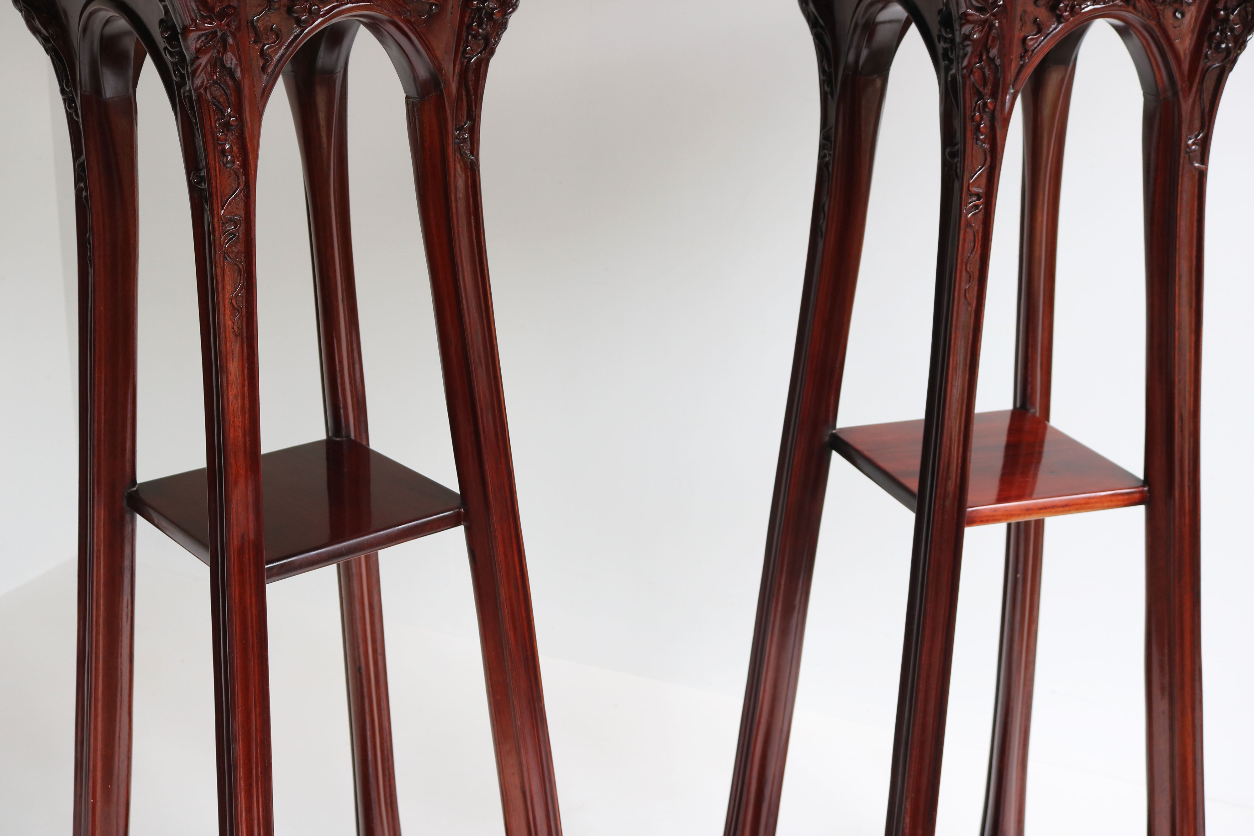 Pair of Plant Stands by Louis Majorelle 1907 Mahogany #2