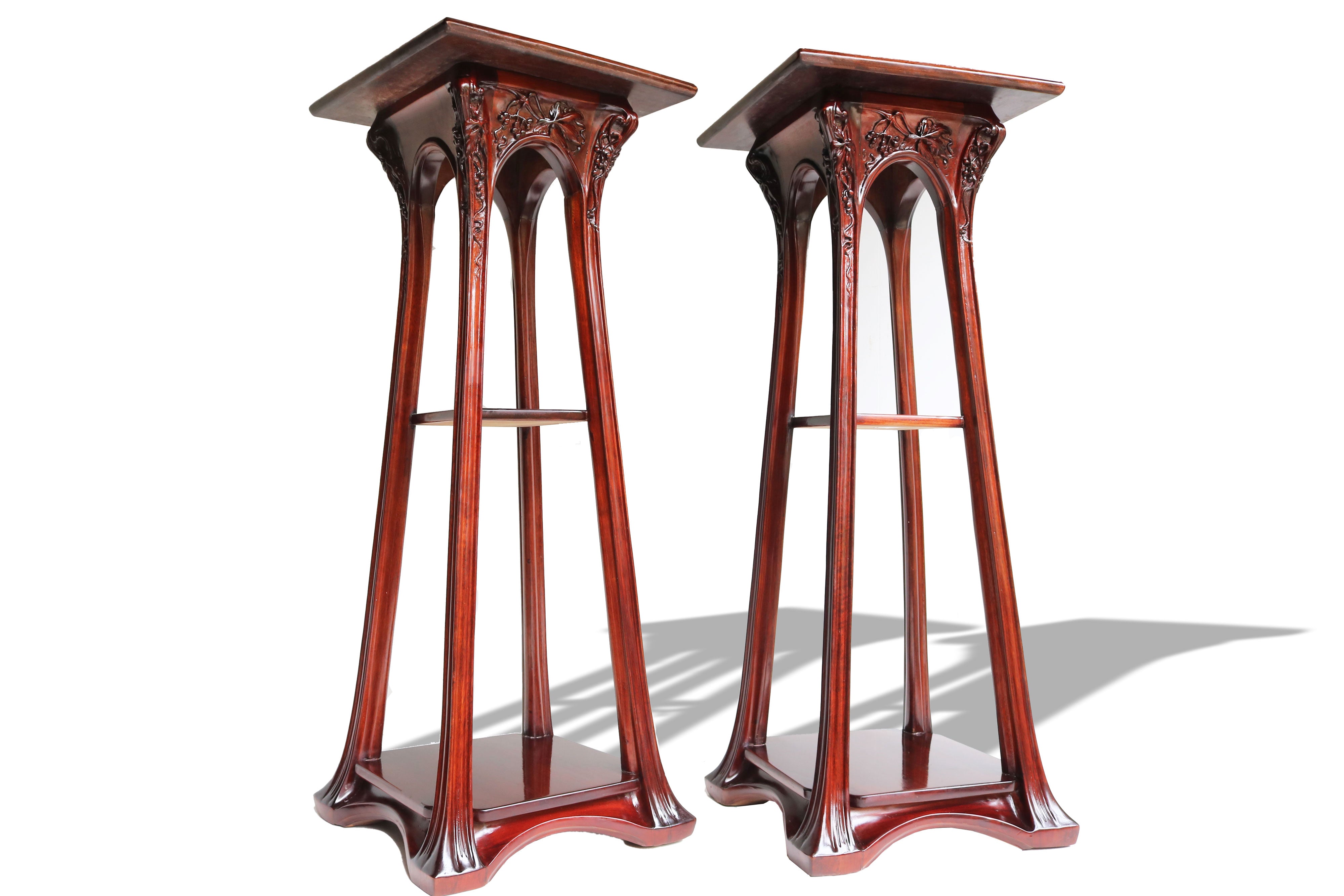 Pair of Plant Stands by Louis Majorelle 1907 Mahogany #2