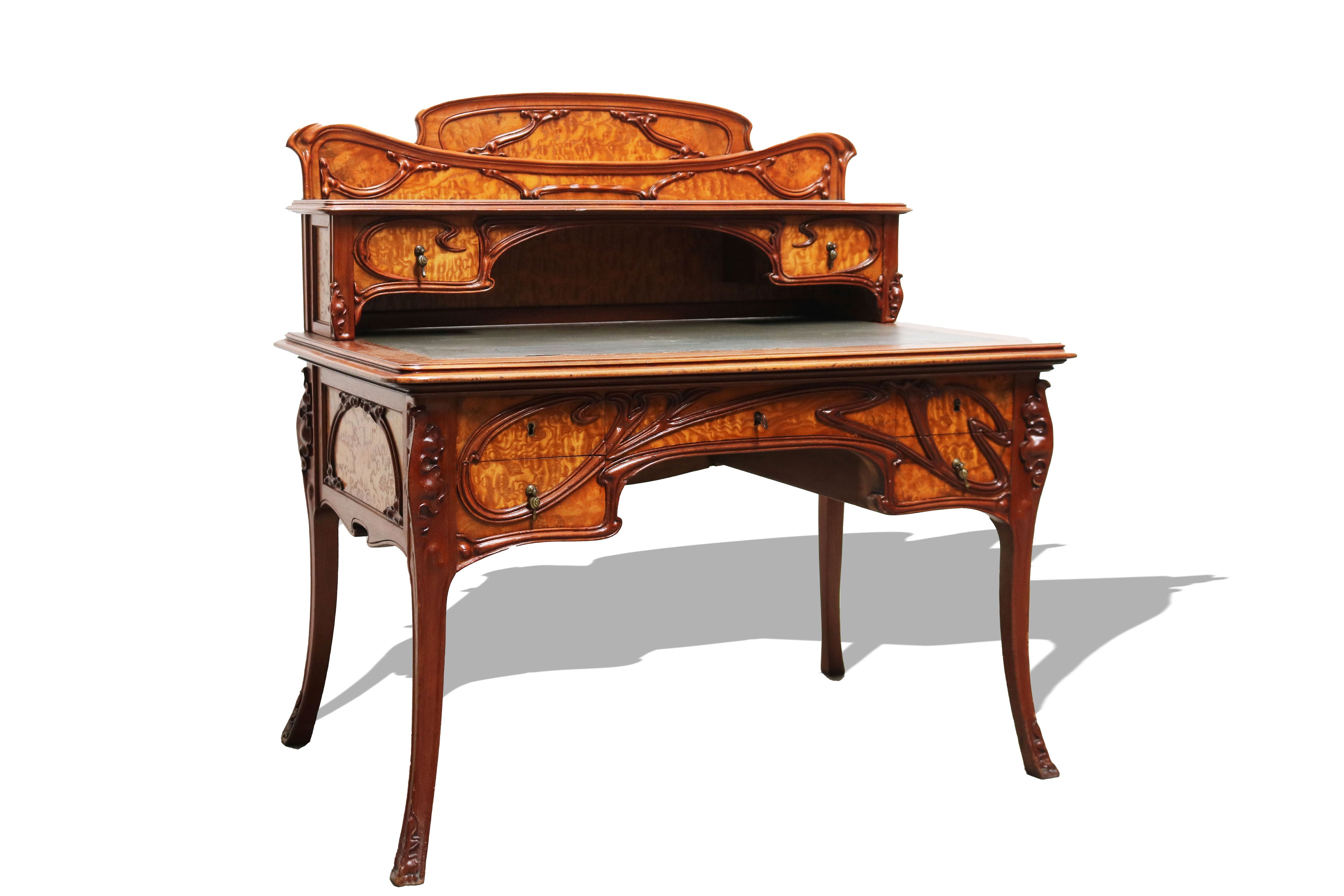 Exquisite French Art Nouveau Writing desk in Japanese Ash